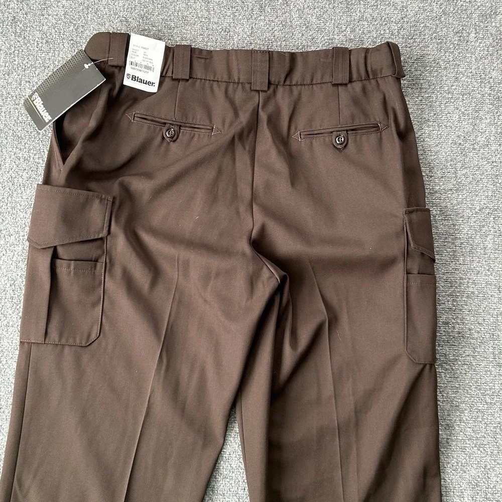 Blauer Pants Men 38 Chocolate Brown Side Pocket Rayon Cargo Uniform Unhemmed P15